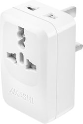 Akashi Travel Adapter United Kingdom Usb Usb C 15w White Akashi Travel Adapter United Kingdom Usb Usb C 15w White