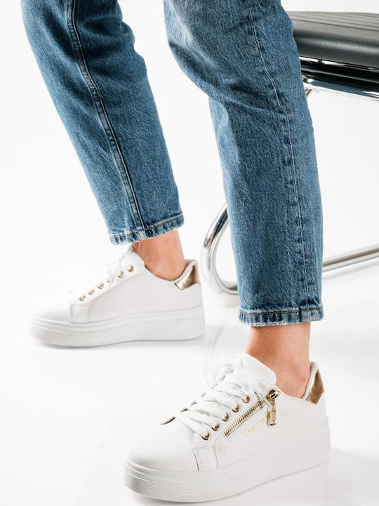 Adidași Flatforms Pentru Femei Albi