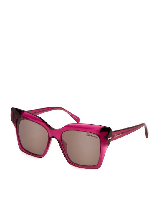 Blumarine Women's Sunglasses with Pink Plastic Frame and Brown Lens