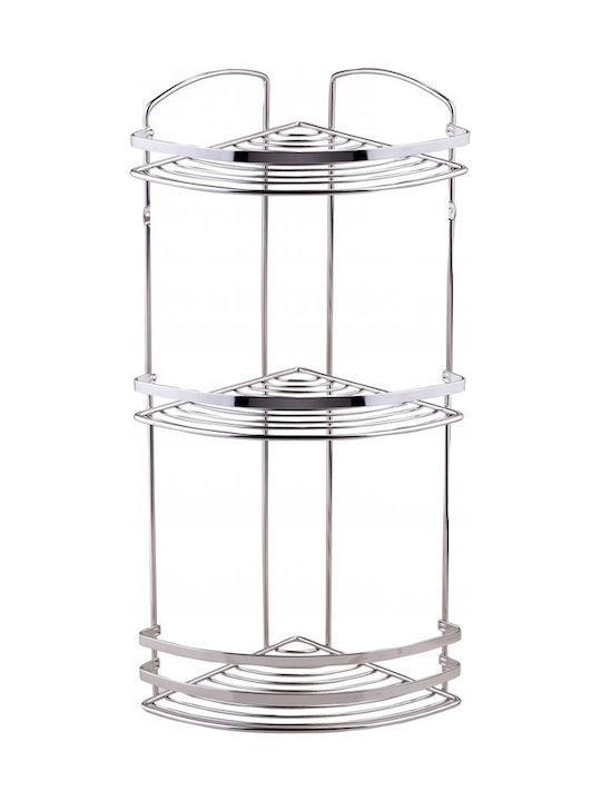 Tekno-Tel Ъглов Стенен Рафт за баня Inox 27x19x50см Сребриста