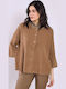 Celestino Women's Bouclé Cardigan Collar Loose Fit Brown