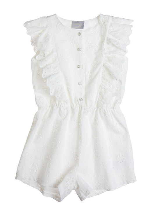 Queen A Kids' Fabric Jumpsuit Shorts/Bermudas White
