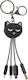 Yello Koko 3 In 1 Usb A Micro Usb Usb C Lightning Cable 0.15m Cat Black