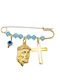 Aris Dentopoulos Jewellery Παιδική Παραμάνα από Επιχρυσωμένο Ασήμι με Σταυρό για Αγόρι