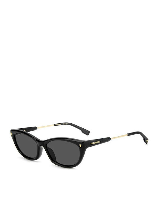 Dsquared2 Unisex Sunglasses with Black Horn-Rimmed Frame and Black Lens D2 0209 G S 807 IR