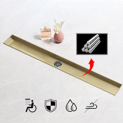 Flach Linear Rostfreier Stahl Siphon Dusche Gold