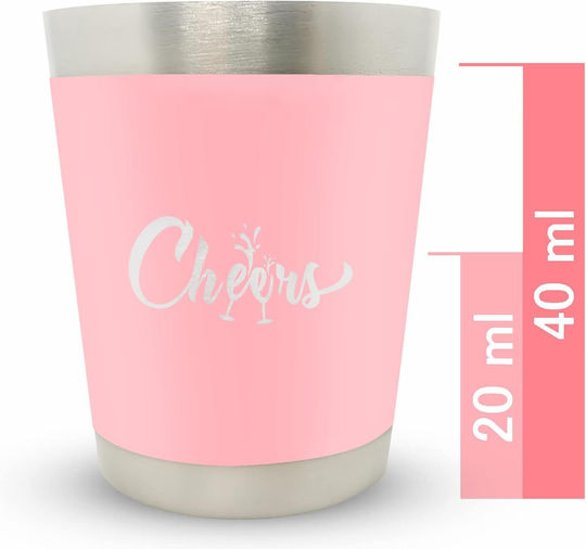Cheers Shot Glasses made of Stainless Steel in Pink Color 40ml 4pcs