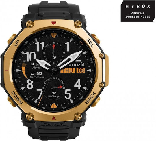 Amazfit T-Rex 3 Pro Titanium 48mm Waterproof Smartwatch (Black / Gold)