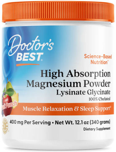 Doctor's Best Magneziu Glicinat cu Absorbție Ridicată 200mg 340g Fruit Punch