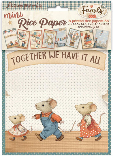Set of 8 Decoupage Rice Papers Stamperia 10.5×14.8cm Family