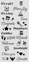 Dicke Schablone Stamperia 12x25cm Baby Text