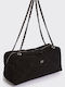 Chain Silhouette Women's Shoulder Bag Suede Black