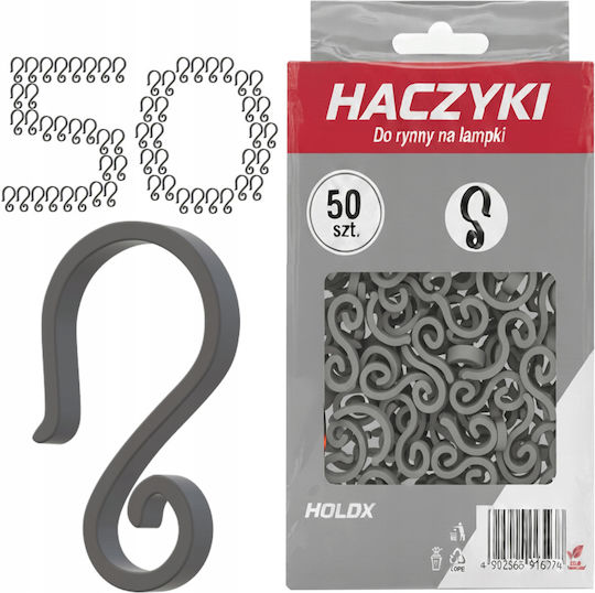 Gutter Hooks Lights Weihnachtsaccessoires Grau 4.4x2.5 Cm 100 Stück Hlx-0083-set100