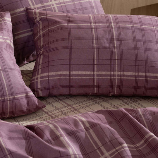 White Fabric Ciel Kissenbezug-Set mit Umschlagumschlag Purple 50x70cm.