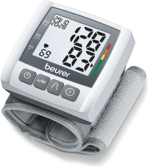 Beurer Wrist Blood Pressure Monitor Bc 30 Clear Display White-grey