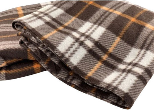 SpitiBazaar Blanket Fleece Queen 220x240cm Brown Checkered