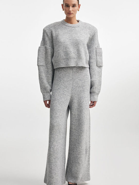 Damen Kurz Pullover Grey