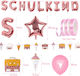 Decorations Balloons Garland Stickers Back To School Set 49 Pcs Pink