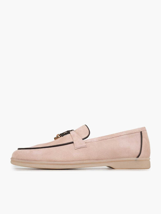 Δερμάτινα Γυναικεία Loafers σε Ροζ Χρώμα