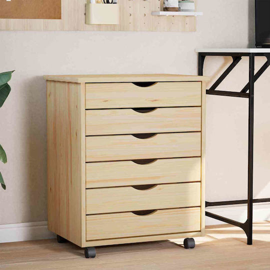 Schublade Büro mit Rollen Transparent Varnish 53x39x65.5cm