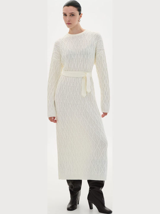 Midi Knitted Dress Ecru