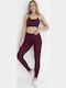 Training Women's Leggings Firming High Waist Push Up Burgundy