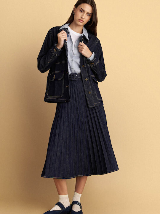 Langärmelig Damen Denim Hemd Blue