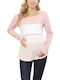Pink-White Striped Long Sleeve Cotton Maternity Nursing Top Queen Mother Casual Regular Fit