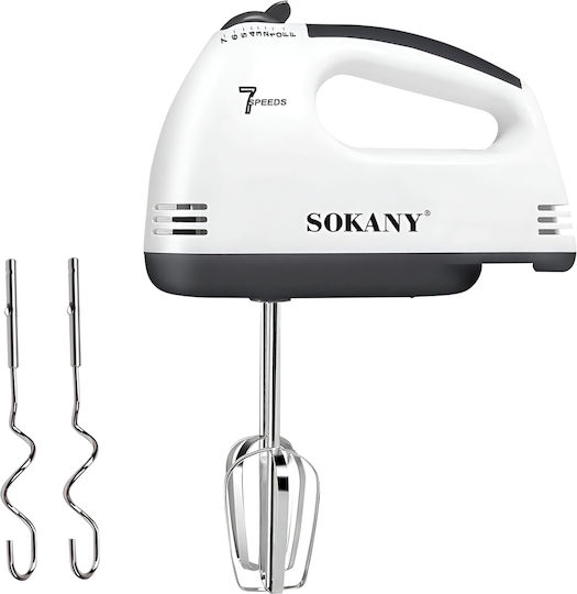 Sokany 180w Electric Mixer 7 Speeds Stainless Steel Whisks Black White