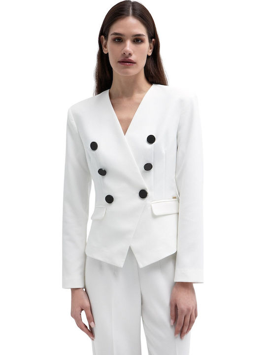 Toi&Moi Blazer pentru femei Încrucișat Sacou Off-white