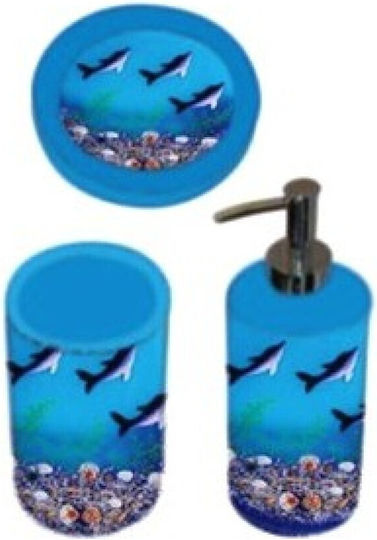 Eurocasa Eurocasa Glass Bathroom Accessory Set Blue