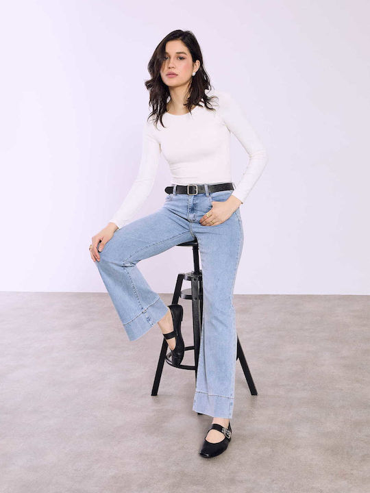 Celestino Pantaloni Dama Denim High Rise Cu Cur...