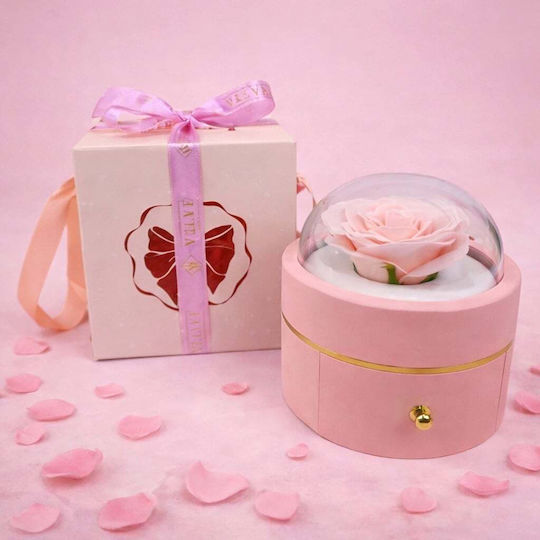 Pink Soap Rose In A Box Transparent Dome Chain Surprise Pendant