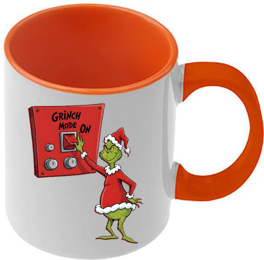 Grinch Mug Orange Handle Interior