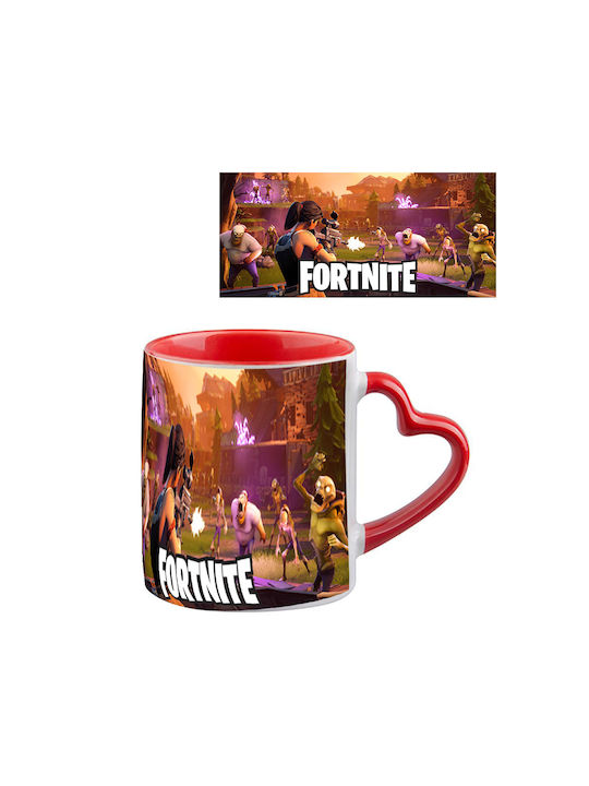 Cană Fortnite Mâner Roșu Inimă Interior