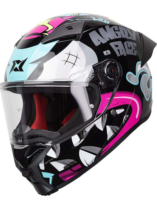 Axxis Fenix Angry Face B8 Black/Blue/Pink Gloss...