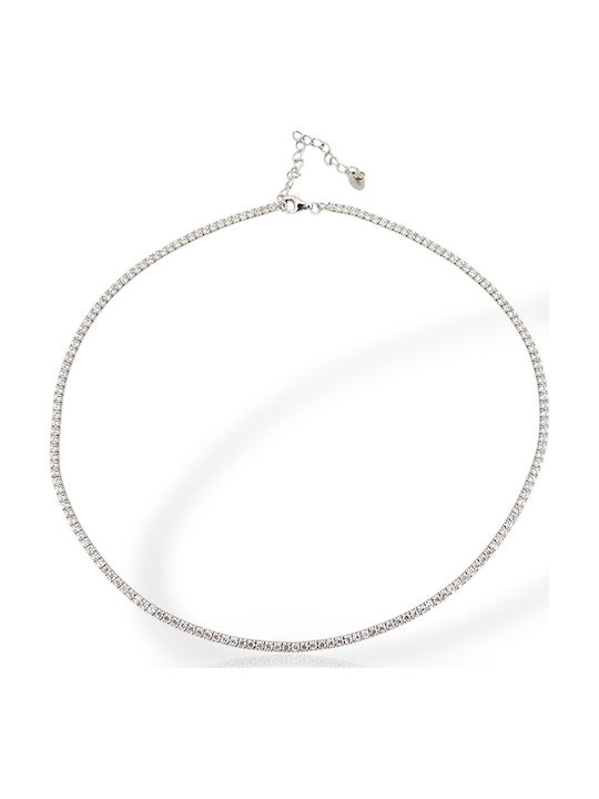 Mentzos Necklace Ριβιέρα from Silver with Zircon