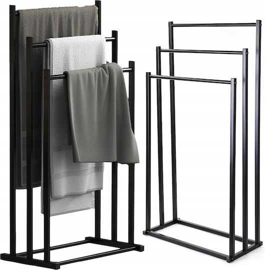 Triple Wall-Mounted Bathroom Freestanding Towel Rack 41x84cm Inox Black Triple Wall-Mounted Bathroom Freestanding Towel Rack 41x84cm Inox Black
