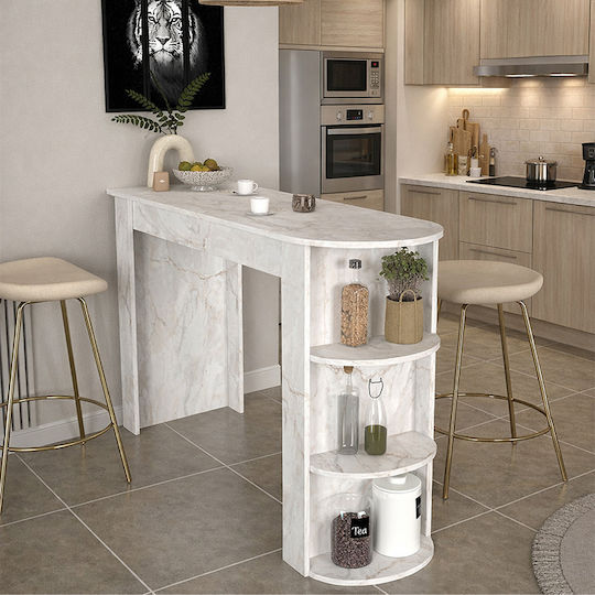Vigne Bar White Marble Effect 150x51.6x101.8cm Vigne Bar White Marble Effect 150x51.6x101.8cm