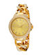 Loisir Womens Watch 35mm Battery With Gold Metal Bracelet