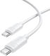 Borofone USB 2.0 Cable USB-C male - USB-C 60W PD Λευκό 1m
