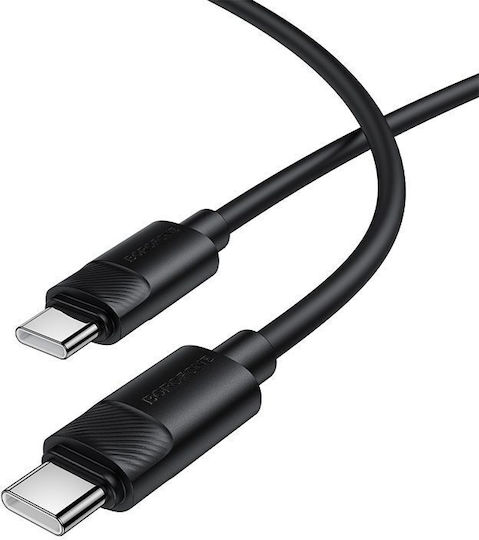 Borofone USB 2.0 Cable USB-C male - USB-C 60W PD Μαύρο 1m