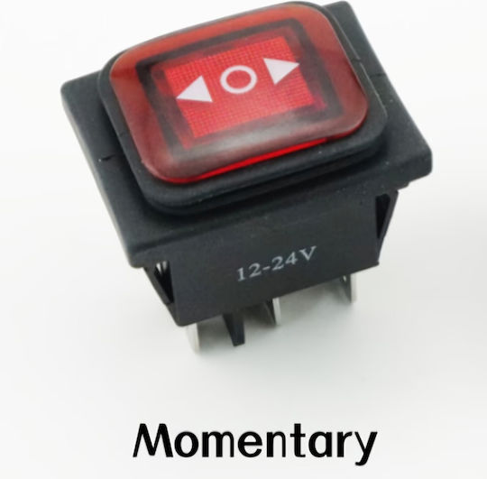 Превключвател Рокер Led Моментен 12–24v 6 Пина Червен
