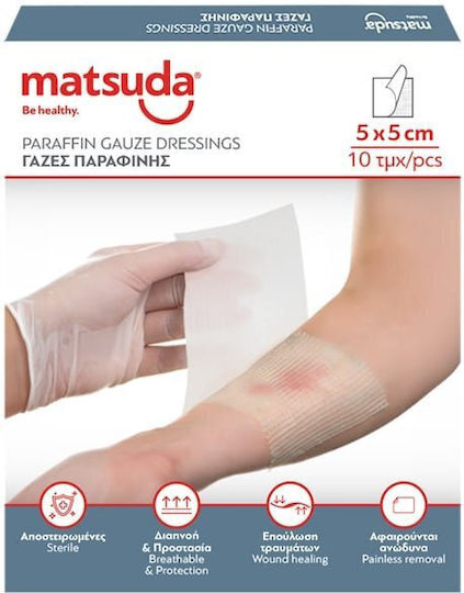 Matsuda Paraffin Sterile Gauzes 5x5cm 10pcs