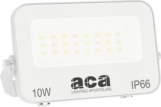 Aca Στεγανός Προβολέας LED 10W Ρυθμιζόμενο Λευκό IP66