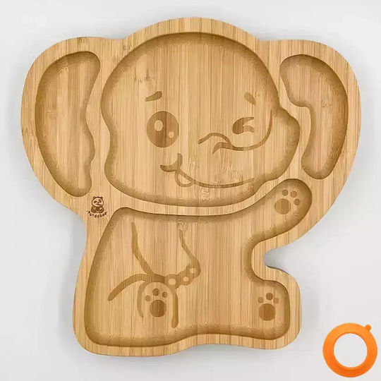 Pandaboo Baby Food Plate made of Bamboo Orange