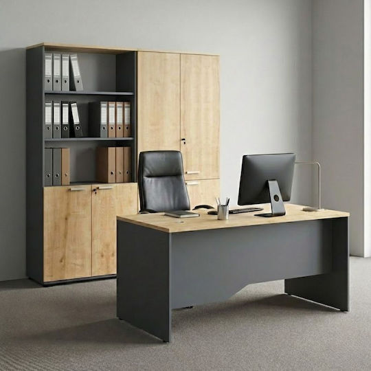 Стояща на пода Офис Дървена Venturo С ключалка Anthracite - Natural Beech 160x40x200см Стояща на пода Офис Дървена Venturo С ключалка Anthracite - Natural Beech 160x40x200см