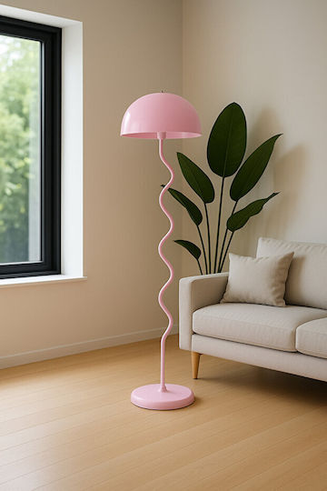 Dekorative Stehlampe Wellenförmige Säule Lampenschirm Rosa 140x35 cm