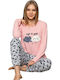 Fawn Winter Damen Pyjama-Set Pink