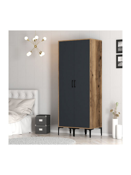 Doppeltür Kleiderschrank Regale & Raum zum Aufhängen Anthrazit/Kirschbaum 80x47 5xc201.4cm